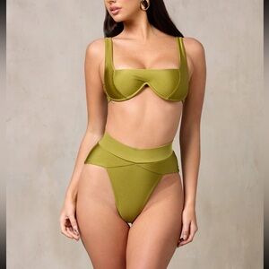 MBM Olive Green High-Waisted Bikini Set